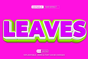 Leaves Vector 3d Editable Text Effec