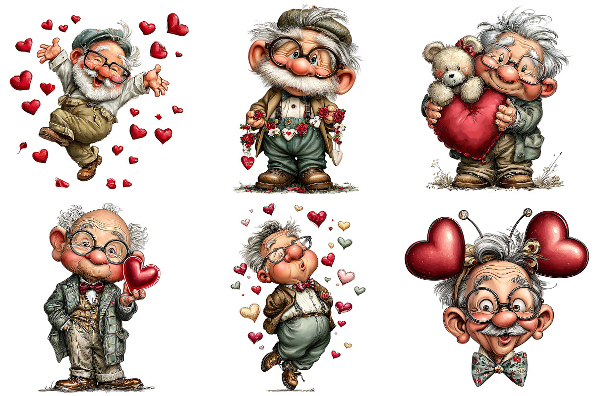 Quirky Valentine Grandpa Clipart, an Illustration by Craft Nest (Photo 7 of 8)
