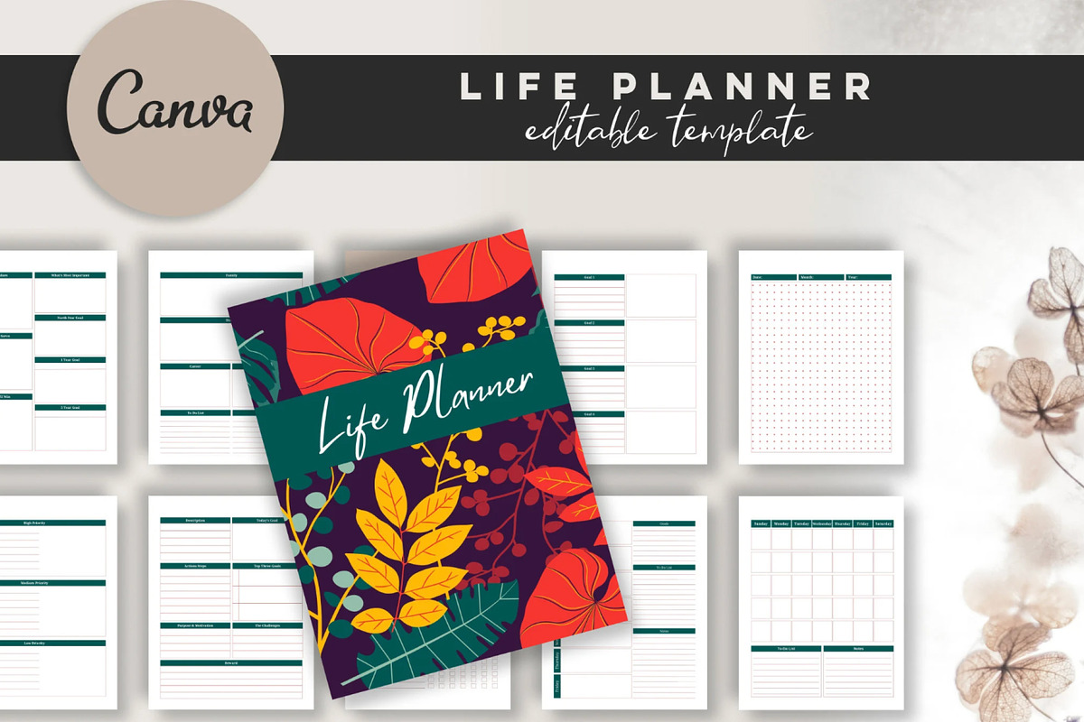 Printable Life Planner Template, a Stationery Template by Design House (Photo 2 of 9)