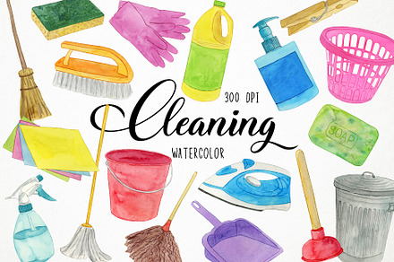 Cleaning Clipart Collection | Illustrations ~ Creative Market