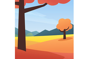 an autumn landscape with trees and, an Illustration by IfH