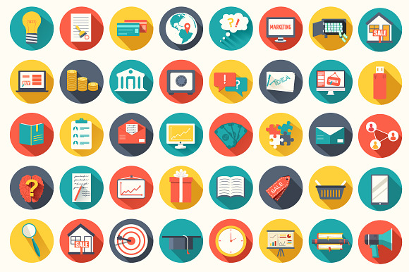 40 Universal Business Flat Icon Set
