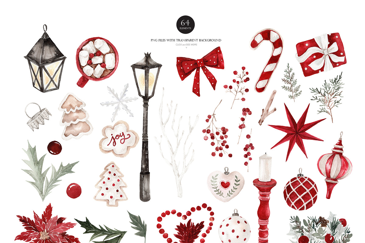 Watercolor Clipart - CHRISTMAS TIME, a Decorative Illustration by Beigetime (Photo 3 of 15)