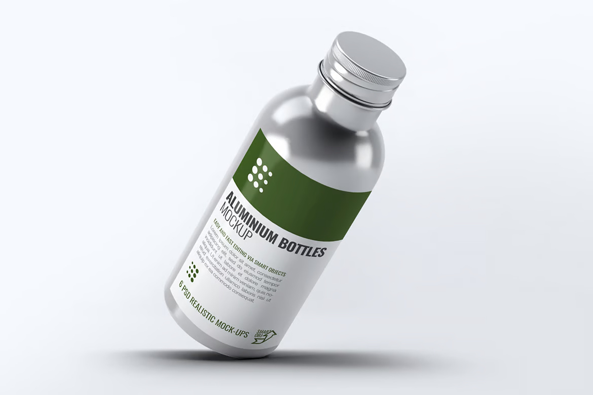 Aluminium Bottles 6 Mockup, an Advertising Mockup by Hubzway (Photo 4 of 7)