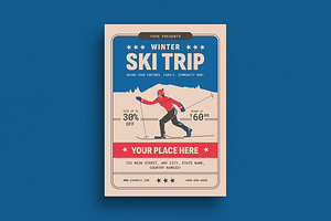 Vintage Ski Trip Flyer, a Flyer Template by VectorVactory