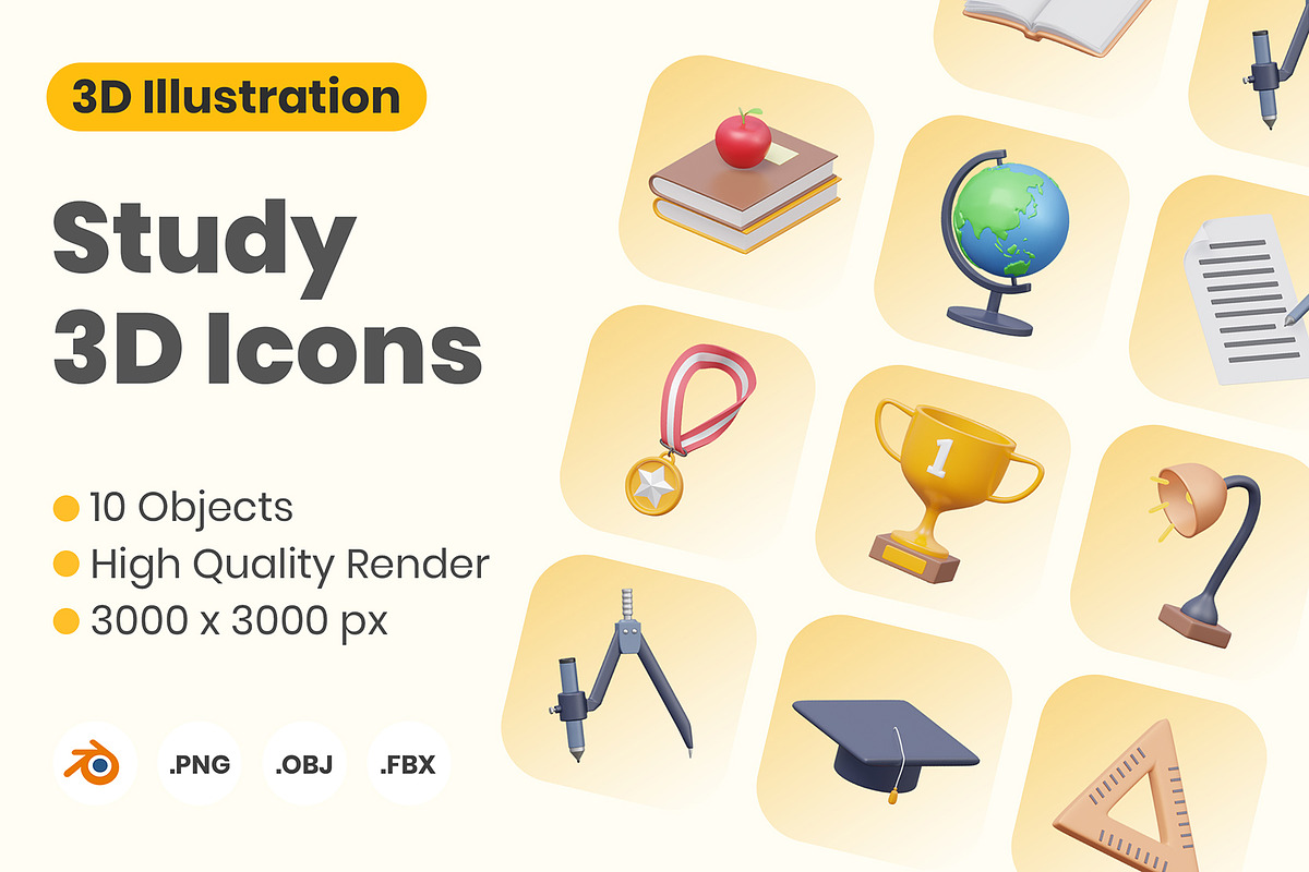 Study 3D Icons, an Object 3D Model by Rakata Studio (Photo 2 of 2)