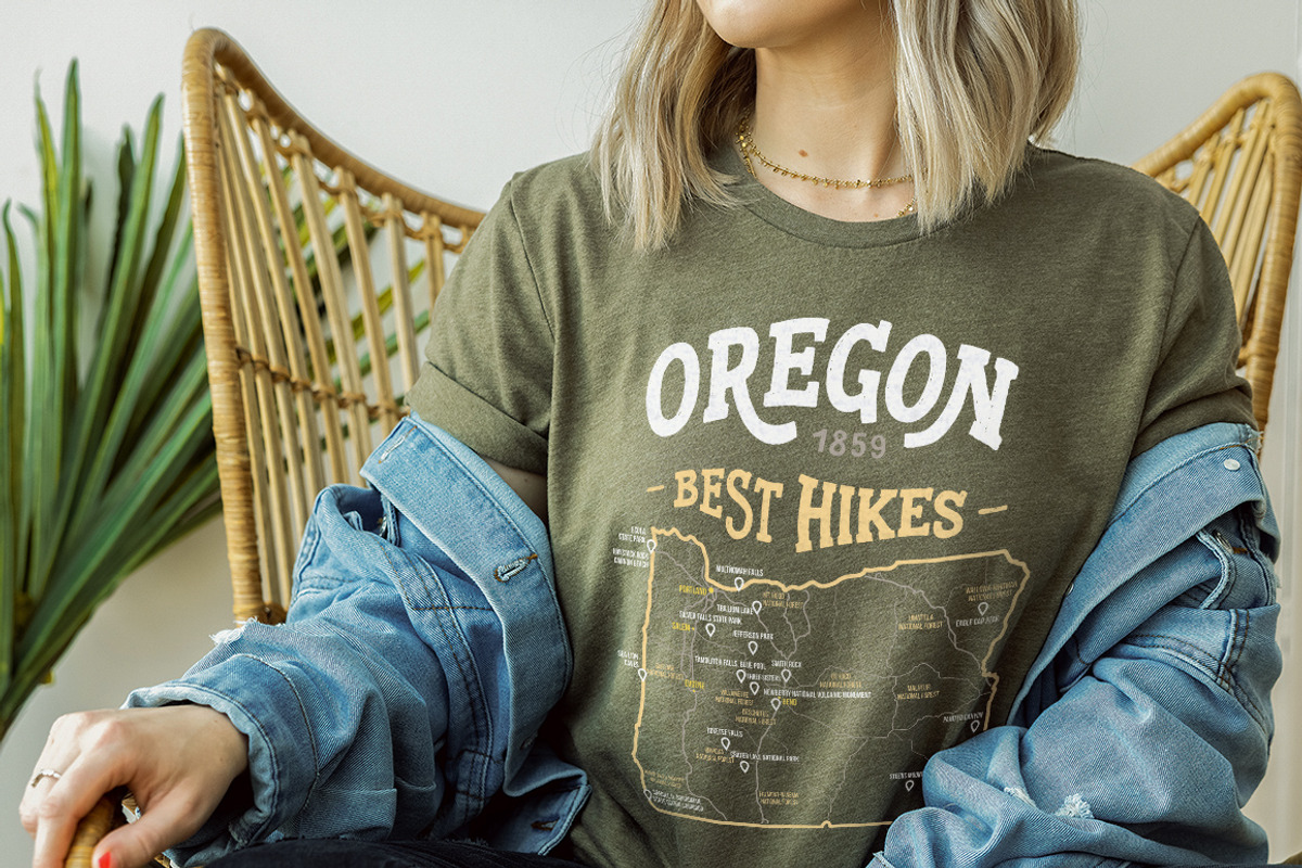 Oregon National Parks Map Tee Print, an Object Graphic by Paul Lesser (Photo 2 of 5)