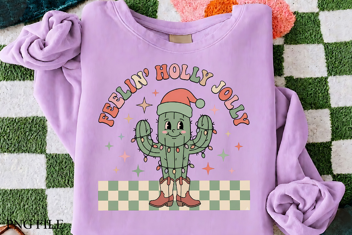 Feelin Holly Jolly Cactus PNG Art, a Seasonal Illustration by CrexoraLab (Photo 1 of 4)