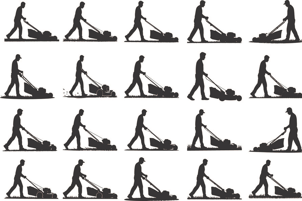 silhouette of a man mowing the lawn, an Illustration by Amazin_art (Photo 1 of 21)