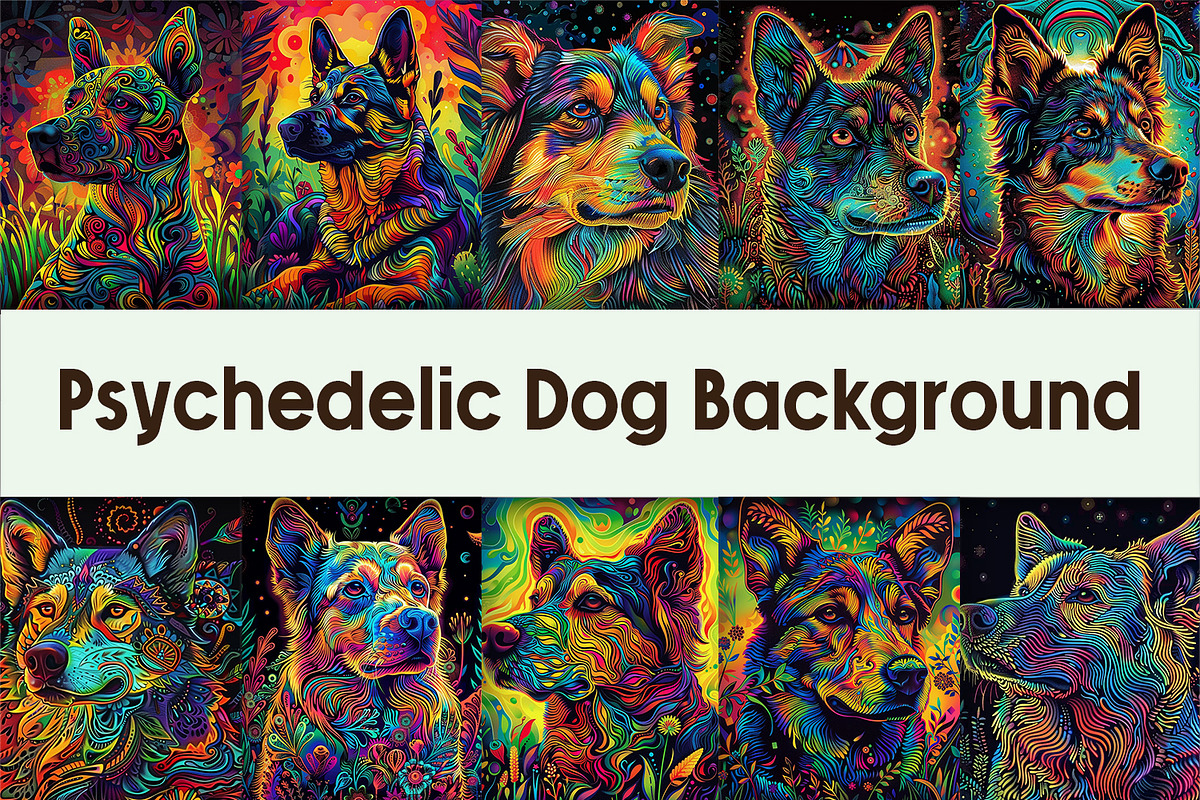 Psychedelic Dog Background, a Background Graphic by AdriOP