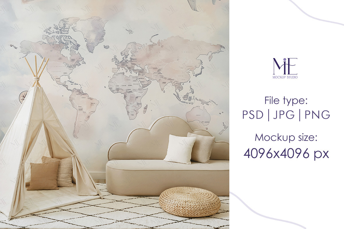 Kids Room Wallpaper Mockup Interior, a Product Mockup by Mie Mockup Studio (Photo 5 of 7)