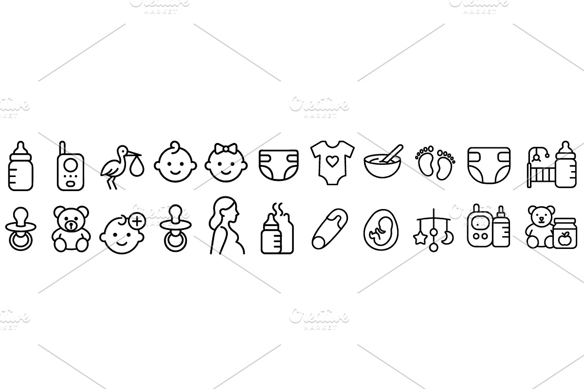 Outline Symbols for Baby and, a Person Illustration by ZinetroN