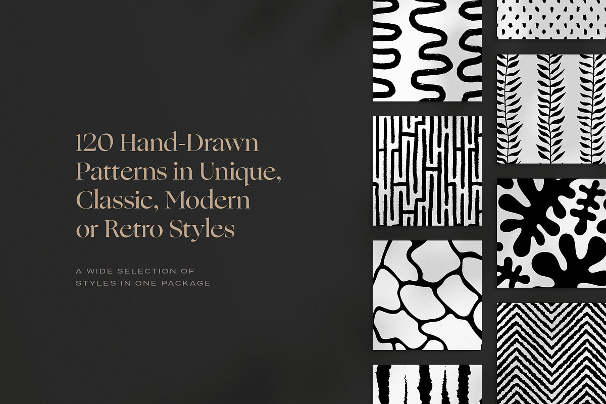 120 Hand-Drawn Organic Patterns, a Pattern Graphic by Rienne Studio (Photo 3 of 25)