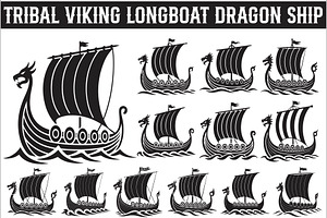 Black Viking Ship Icon with sail, an Illustration by Amazin_art