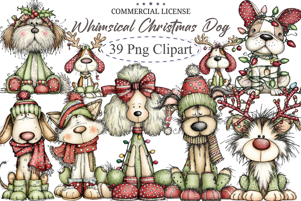 Whimsical Dog Breeds Christmas Clipa, an Illustration by designcity5 (Photo 1 of 5)