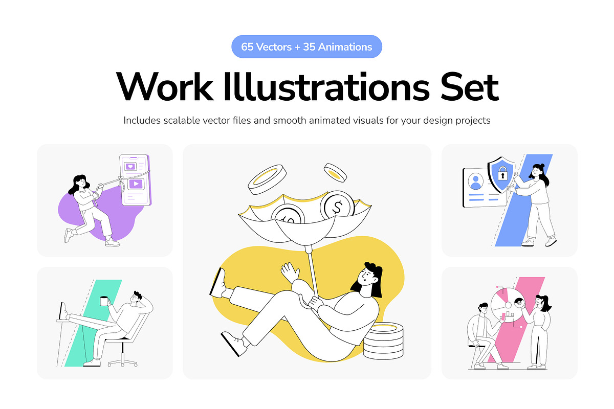 Work Illustrations Bundle, a Finance Illustration by Vectors Market (Photo 1 of 13)
