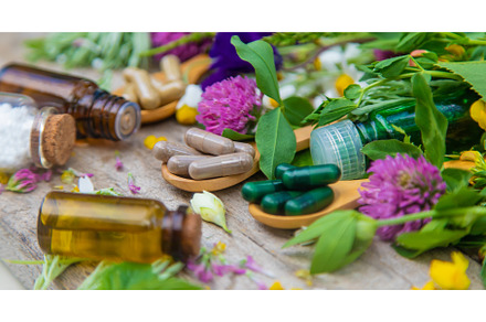 Homeopathy herbs and medicine pills, a Health & Medical Photo by yanadjana
