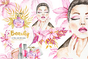 Watercolor Beauty Clipart, Make Up, an Illustration by DreamsClipArt (Thumbnail 1 of 5)