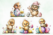 Watercolor Easter Chicks Clipart, an Illustration by Creative Art (Thumbnail 6 of 8)