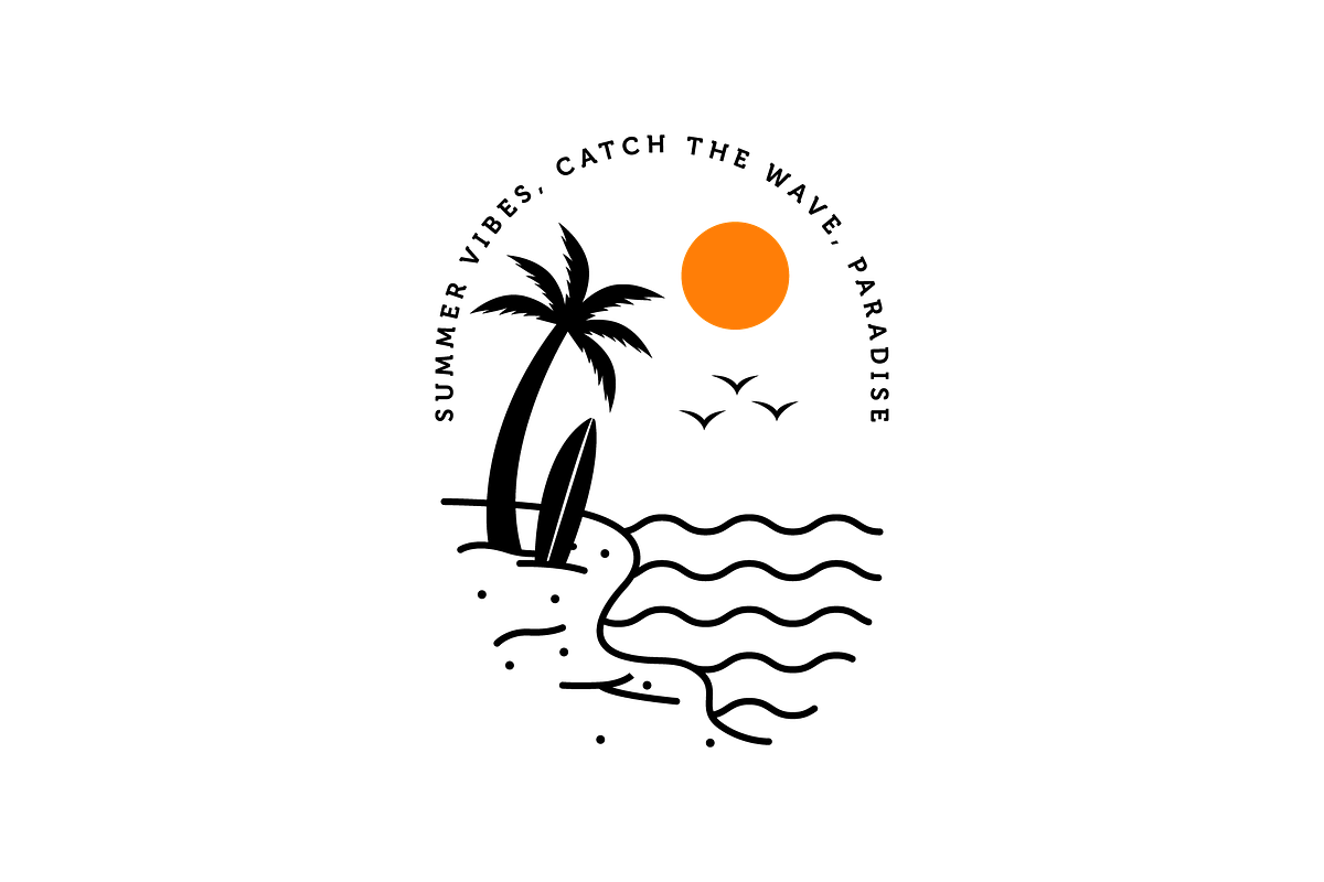 Minimalist Line Art Tropical Beach, a Branding & Logo Template by PrastHF (Photo 2 of 2)