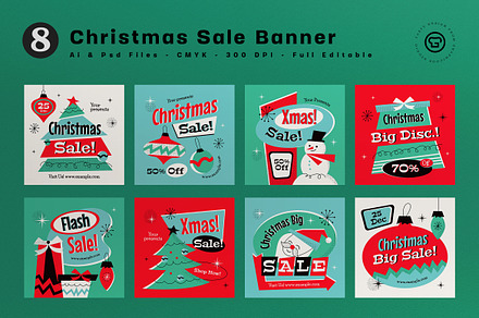 Mid Century Christmas Sale Banner, an UI Kit Template by graphicook
