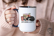 Cats Book And Coffee Png Sublimation, a Graphic by Owlsome.Designs (Thumbnail 2 of 5)