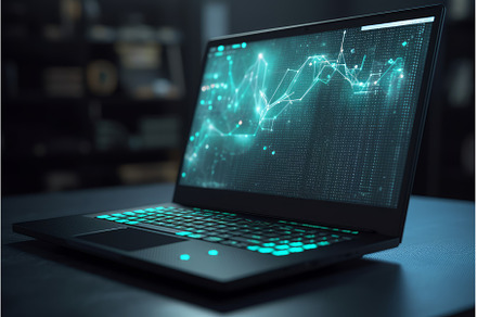 Laptop analytical data. Generate Ai, a Technology Photo by Ylivdesign