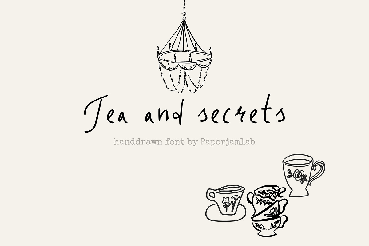 Tea & Secrets. Whimsical Script Font, a Handwritten Font by PaperJamLab (Photo 1 of 14)