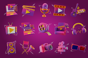 3D Video And Entertainment Icon 1