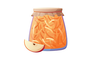 Jam jar with slice of apple, a Food Illustration by the8monkey