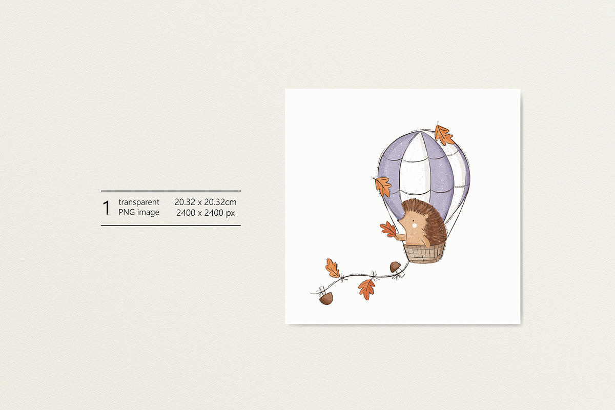 Hedgehog and air balloon, a Pattern Graphic by Olena Kuznietsova (Photo 3 of 10)