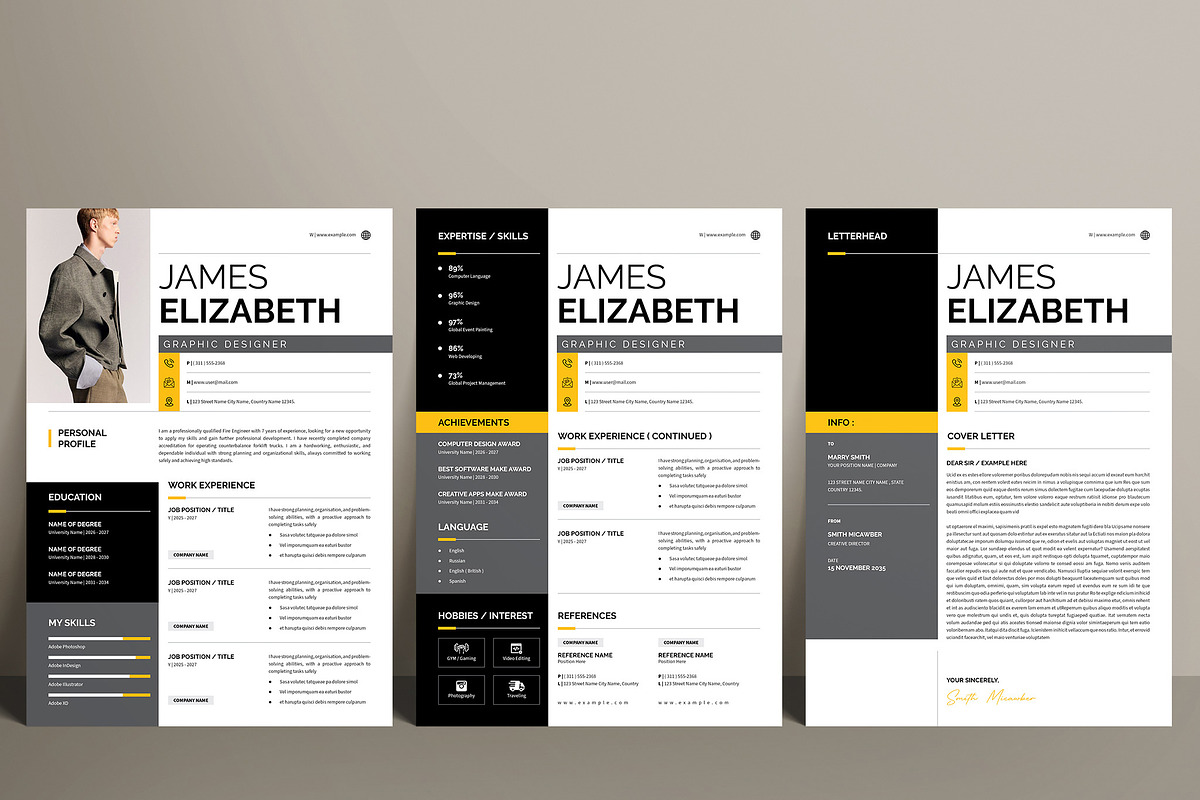 Modern Resume Template CV Letterhead, a Resume Template by NorthPeak (Photo 6 of 6)