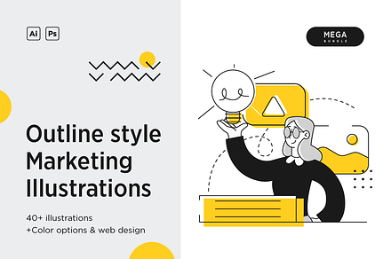 Business Marketing Illustrations set, a Work Illustration by StonePic