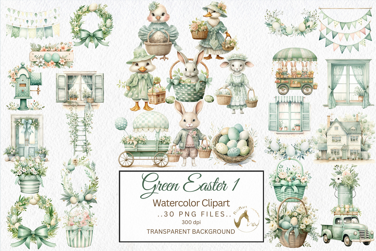 Country Farmhouse Easter Watercolor, an Illustration by NiiiNArt (Photo 1 of 6)
