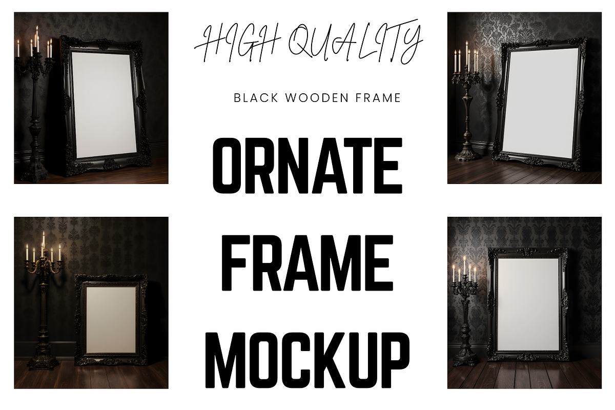 Ornate Black Wooden Frame Mockup, a Mockup by StormDigitalArt (Photo 2 of 2)