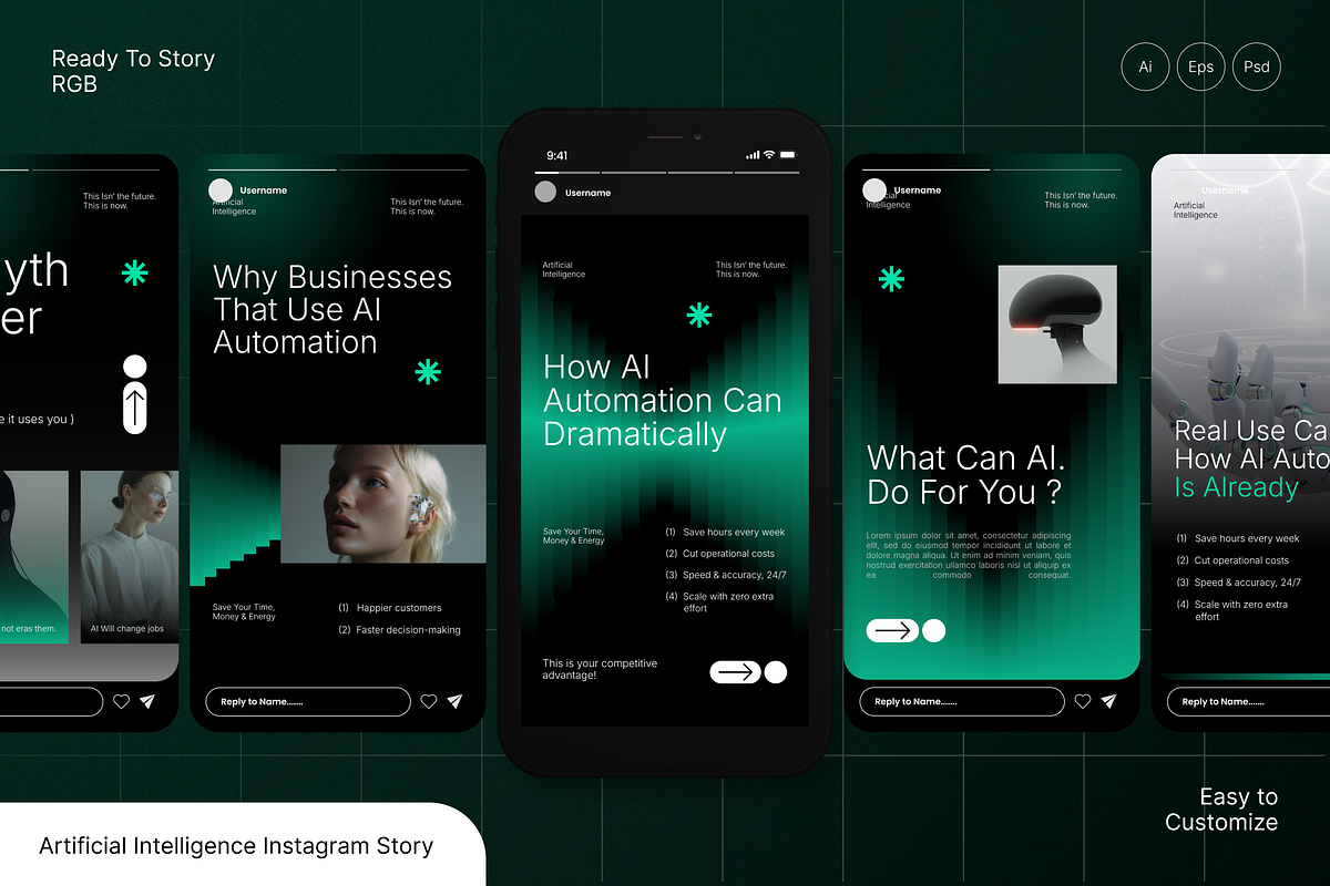 Artificial Intelligence Automation, a Social Media Template by Annora Studio (Photo 1 of 6)