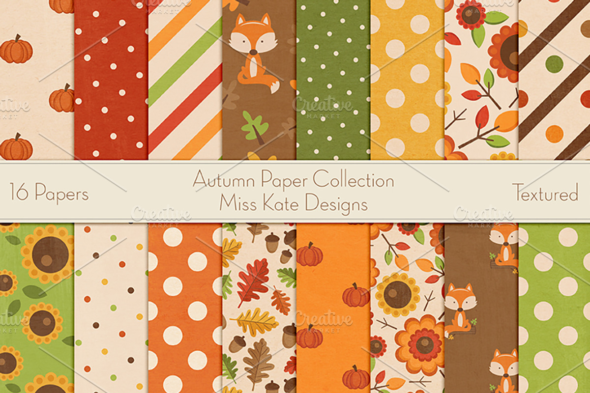Autumn Digital Paper Collection, a Pattern Graphic by Miss Kate