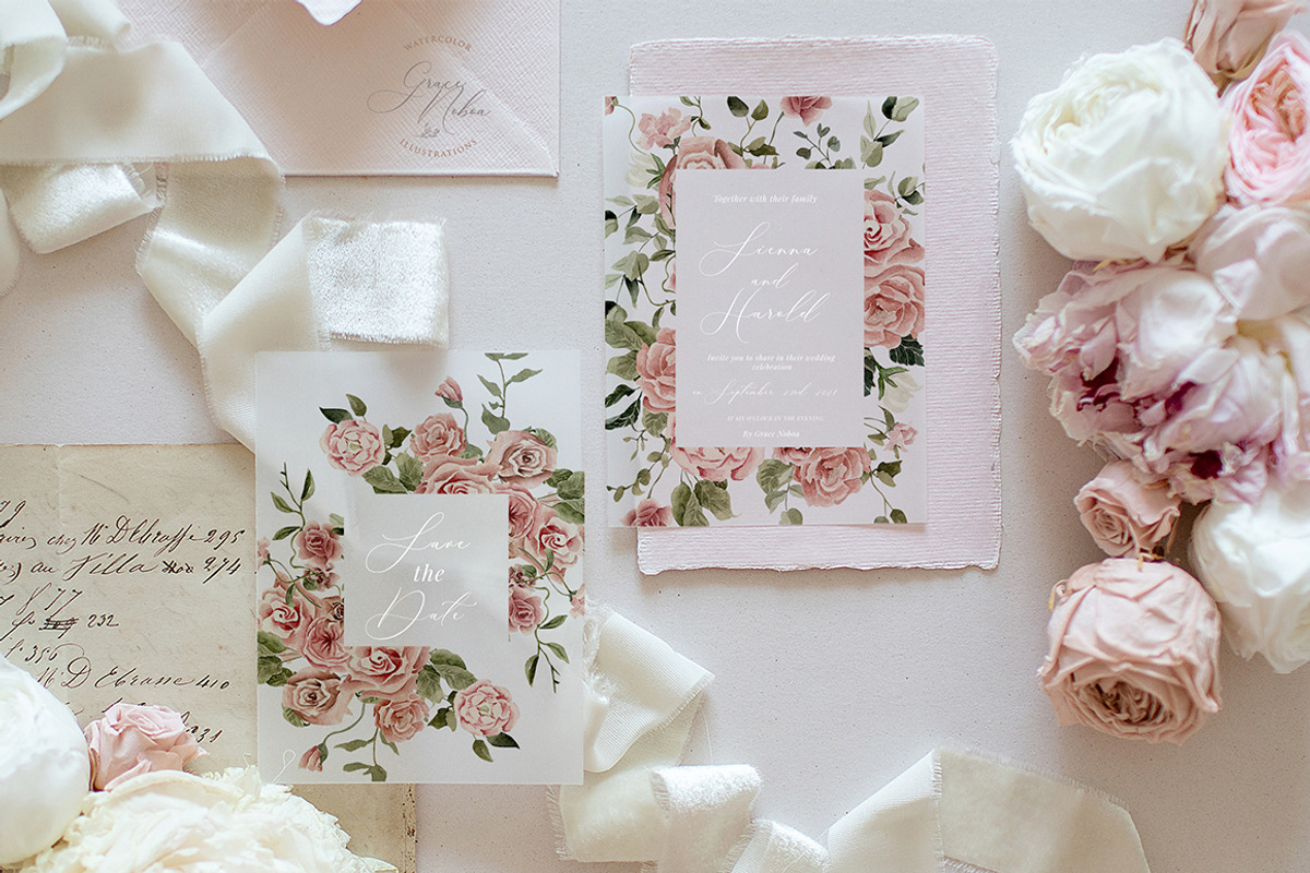 Blush Garden- Watercolor Floral set, a Texture Illustration by Grace Noboa Illustrations (Photo 2 of 10)