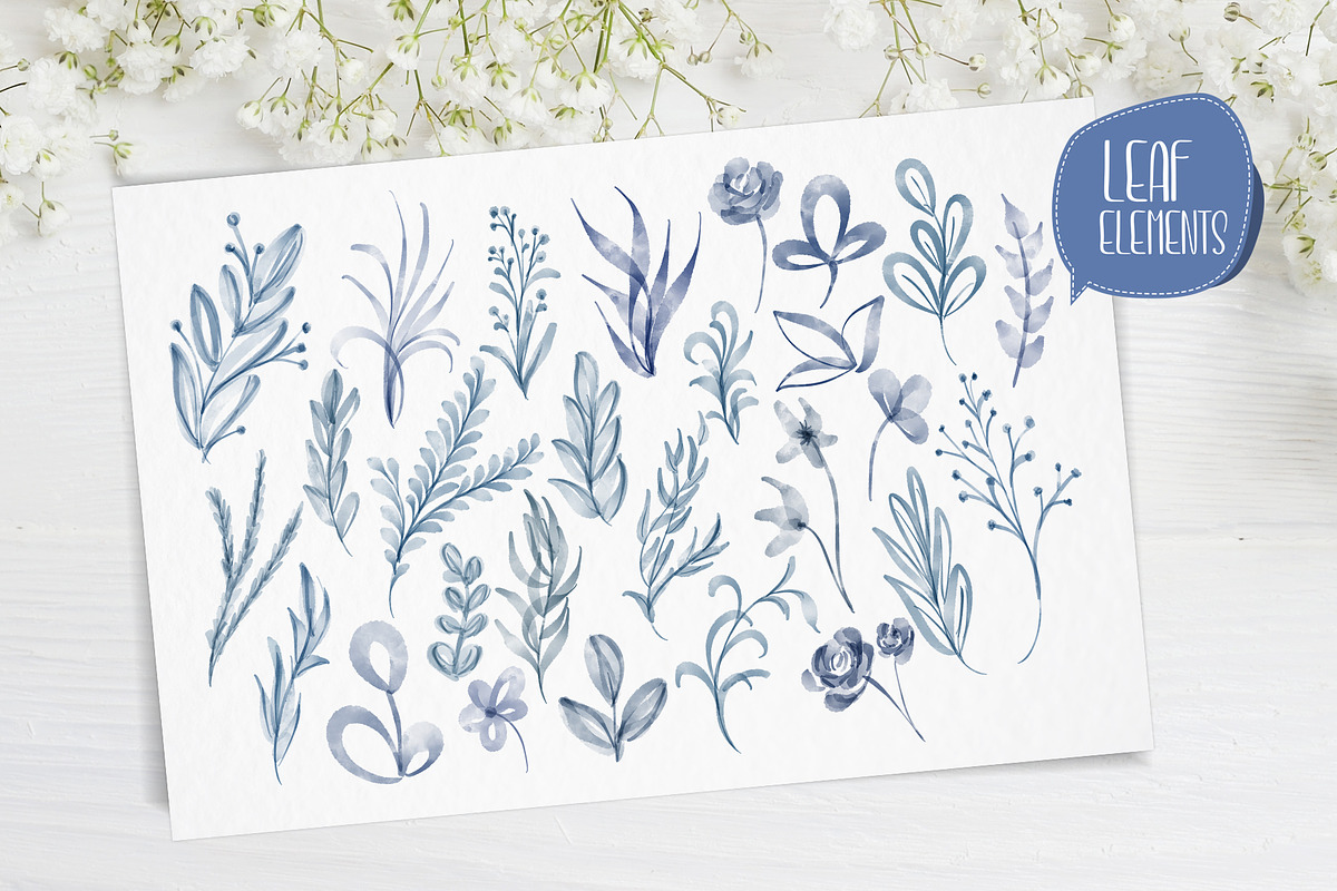 Watercolor Leaves Collection, an Object Illustration by Happy Letters (Photo 8 of 10)