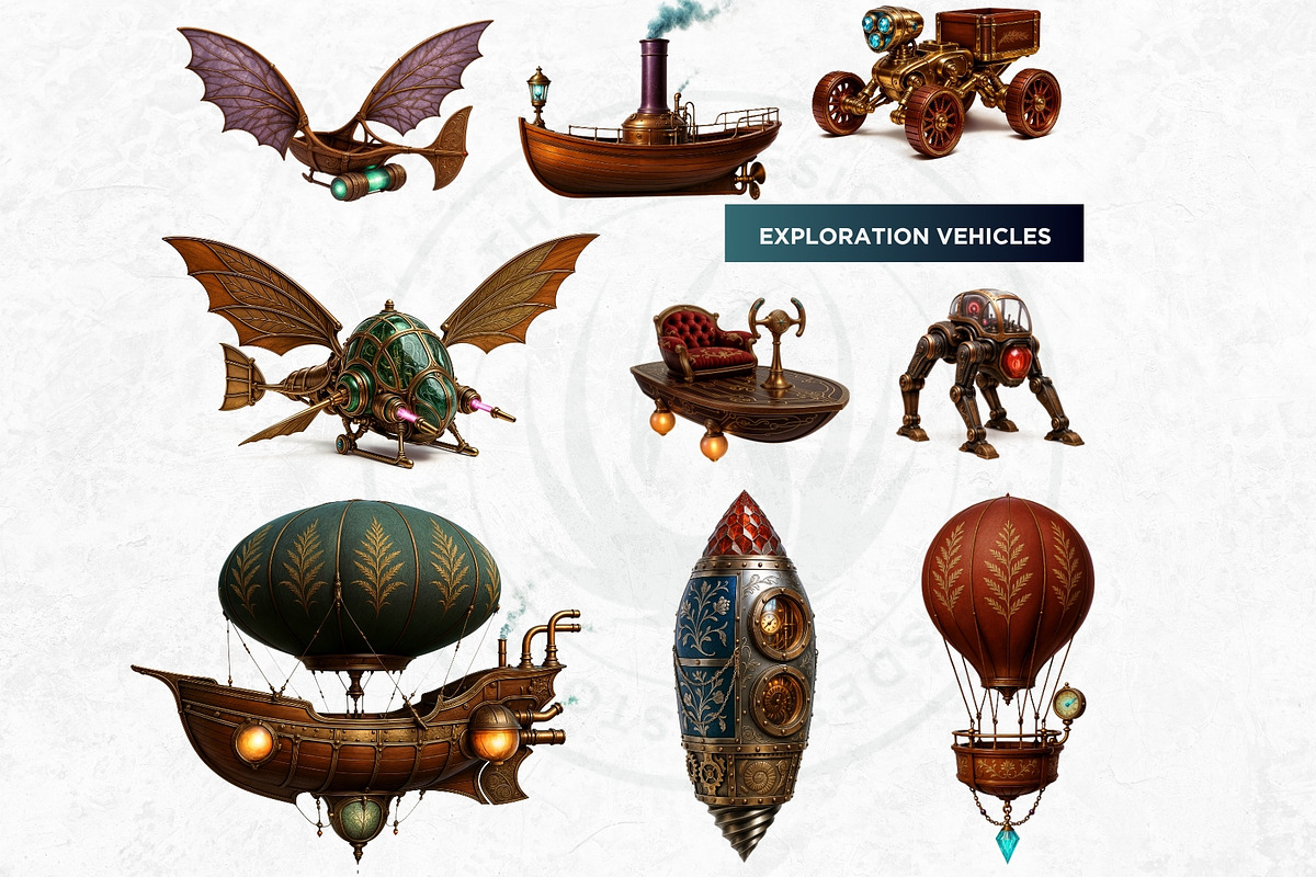 Steampunk Botanical Expedition PNG, a Decorative Illustration by ThatsDesignArt (Photo 9 of 10)