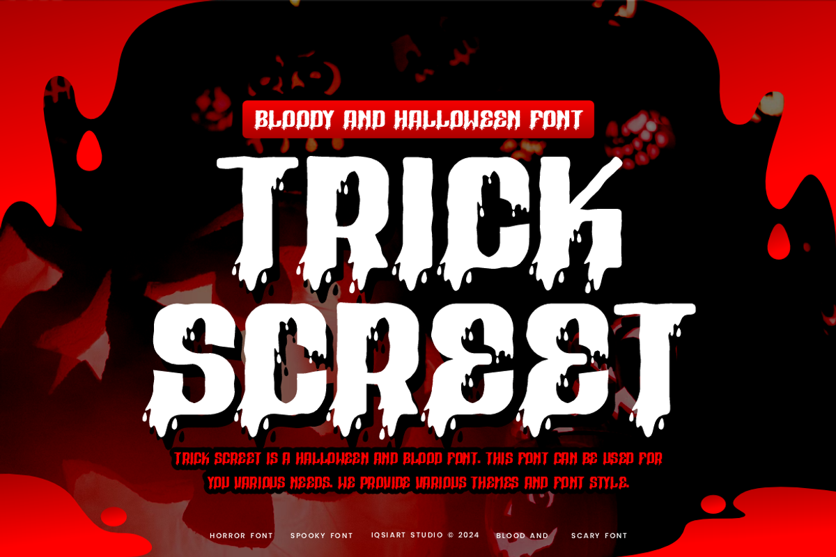 Trick Screet - Halloween Font, a Sans Serif Font by Iqsiart Studio (Photo 1 of 6)