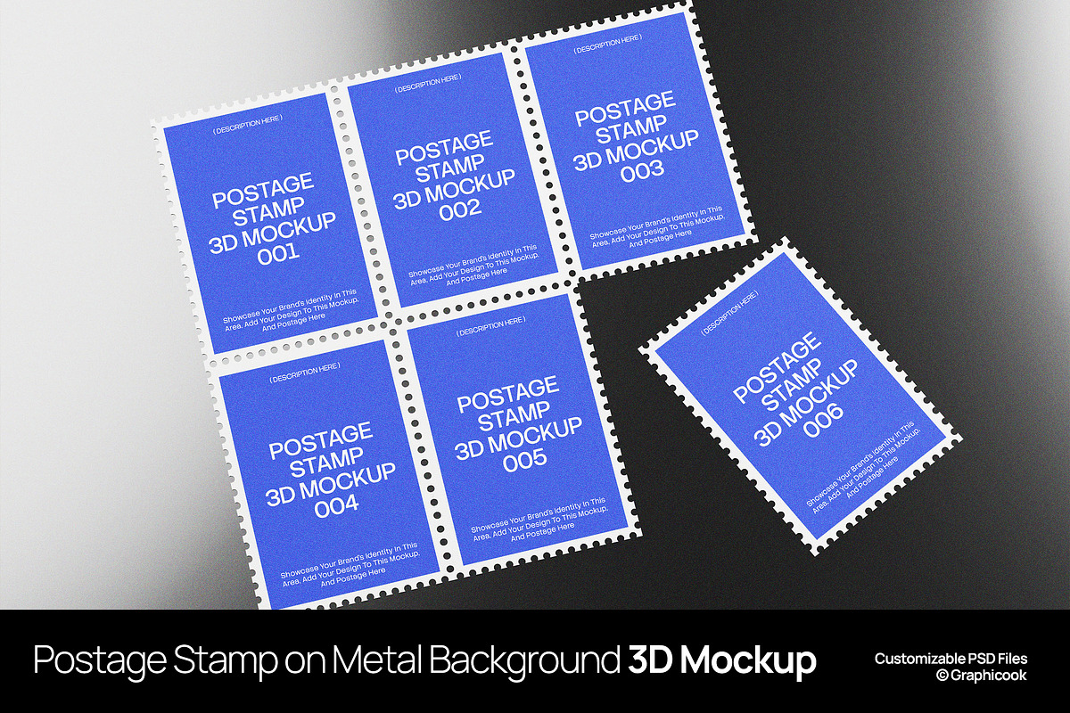 Postage Stamp On Metal 3D Mockup, a Books & Magazine Mockup by graphicook (Photo 1 of 4)