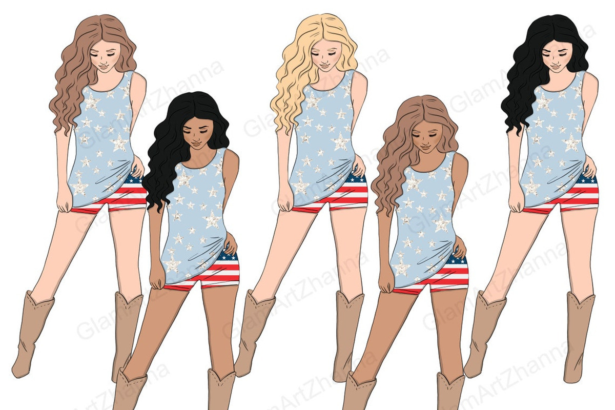 4th of July Girls Clipart, a Person Illustration by GlamArtZhanna (Photo 4 of 4)