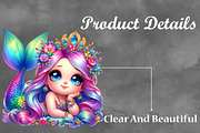 Watercolor Cute Mermaid Clipart, a Seasonal Illustration by Craft Nest (Thumbnail 3 of 5)