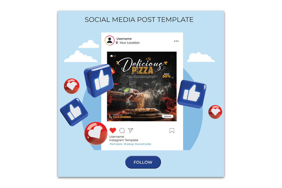 Pizza Flyer Design Template, a Flyer Template by YUDesignStore (Photo 4 of 6)