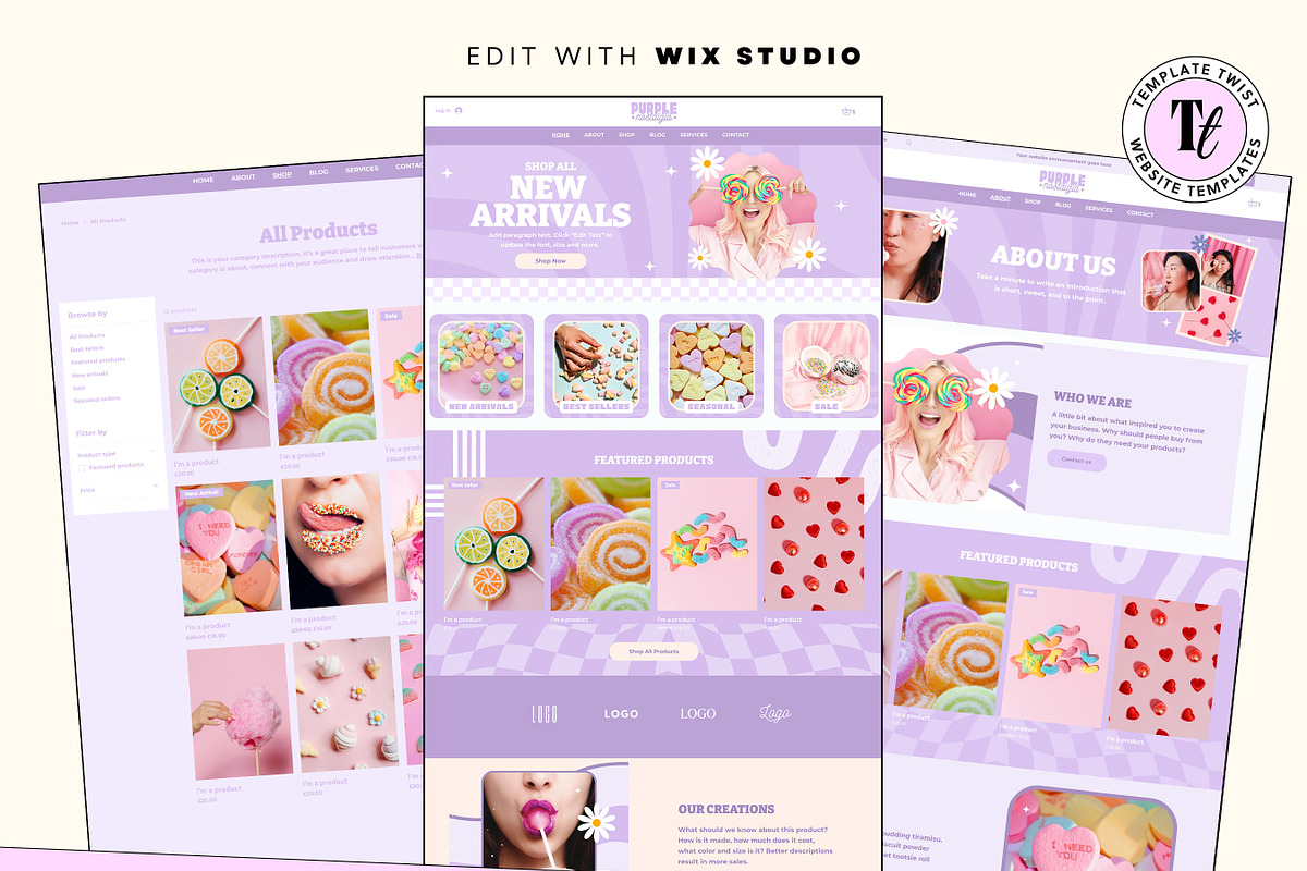 Retro Purple Y2K Website Template, a Wix Template by Template Twist Shop (Photo 2 of 10)