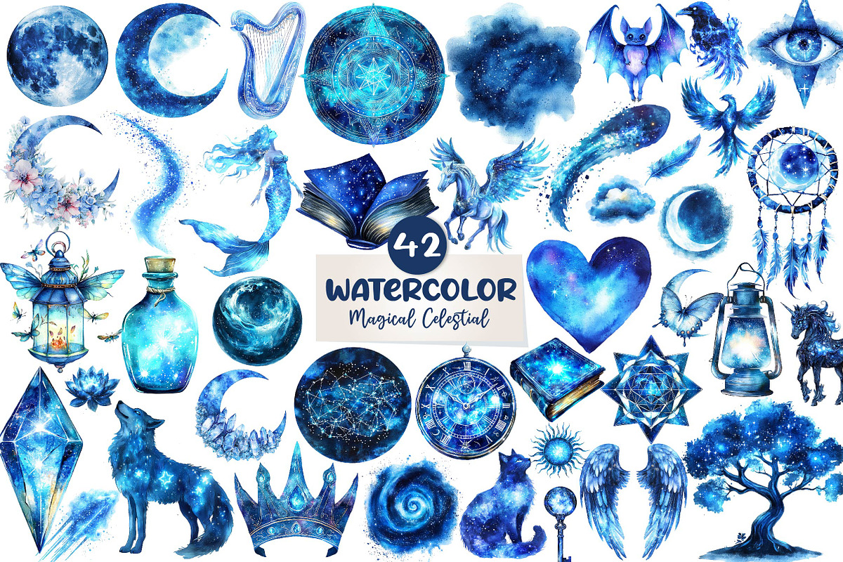 Magical Celestial Clipart, an Illustration by CreationArt (Photo 1 of 3)