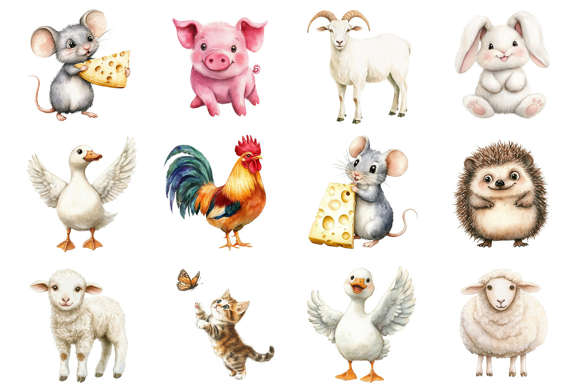 Quirky Farm Animals Clipart PNG, a Seasonal Illustration by CitraGraphics (Photo 2 of 4)