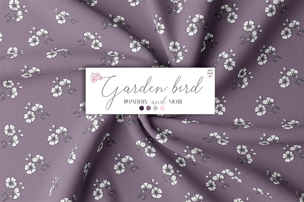 Garden bird. Pattern and motifs., a Pattern Graphic by AnaGuziiArt (Photo 14 of 15)