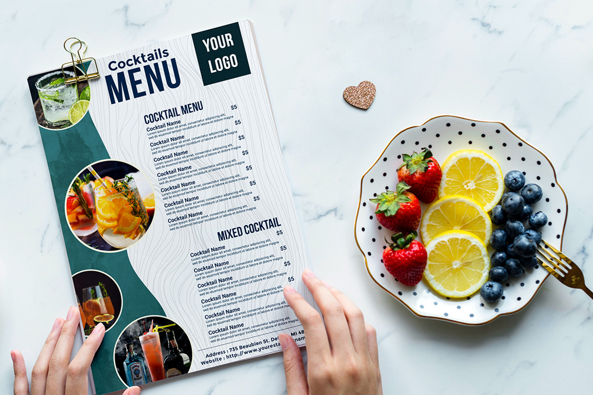 Cocktails flyer menu, a Flyer Template by imadeDesign (Photo 2 of 3)